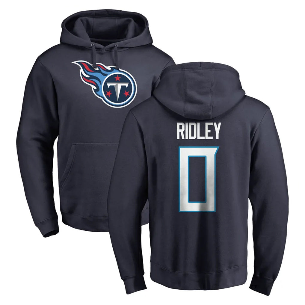 T.Titans #0 Calvin Ridley Player Navy Logo Pullover Hoodies Home Game Gdoa Stitched Jerseys