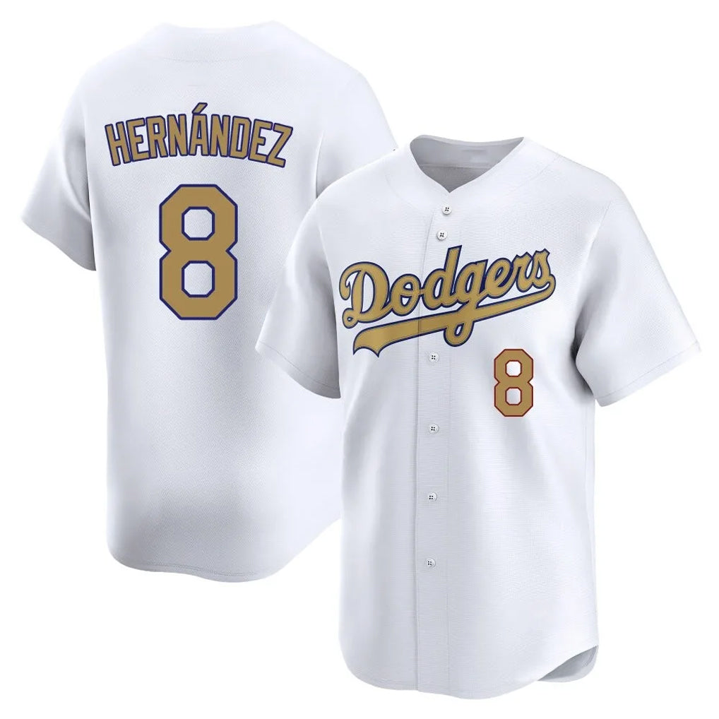 LA.Dodgers #8 Enrique Hern¨¢ndez Player Gold Collection Limited Home Fdoa Stitched Jerseys