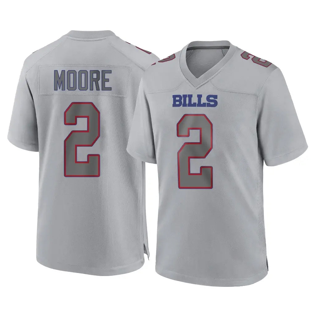 B.Bills #2 DJ Moore Player Gray Home Game Gdoa Stitched Jerseys