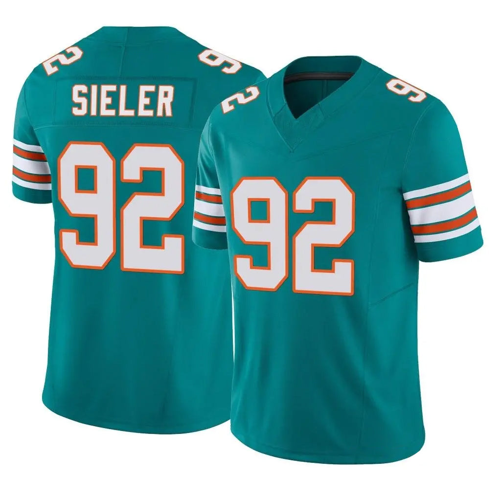 M.Dolphins #92 Zach Sieler Player Aqua Limited Alternate Vapor F.U.S.E. Home Game Gdoa Stitched Jerseys