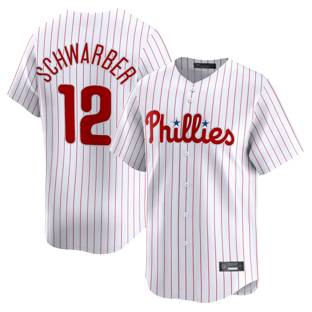 P.Phillies #12 Kyle Schwarber Player White Home Limited Fdoa Stitched Jerseys