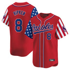 B.Orioles #8 Cal Ripken Player Red Independence Day Vapor Premier Limited Home Game Gdoa Stitched Jerseys
