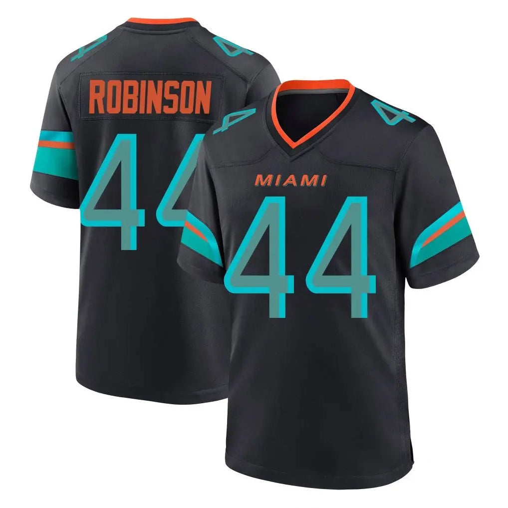 M.Dolphins #44 Chop Robinson Player Black Pitch Rivalries Collection Home Game Gdoa Stitched Jerseys