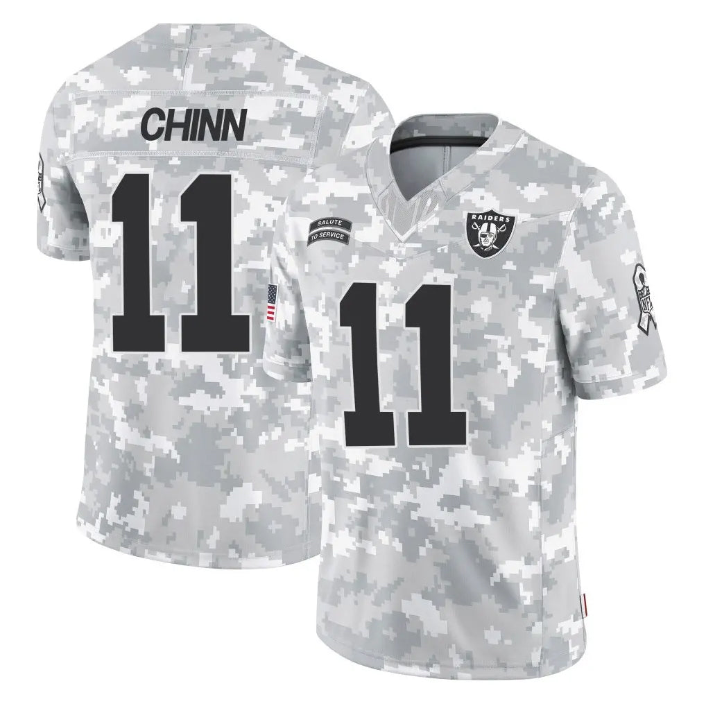 LV.Raiders #11 Jeremy Chinn Player Arctic Camo Salute To Service Limited Game Gdoa Stitched Jerseys