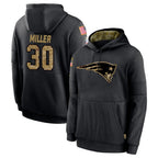 NE.Patriots #30 Jam Miller Player Black Salute to Service Hoodies Limited Game Gdoa Stitched Jerseys