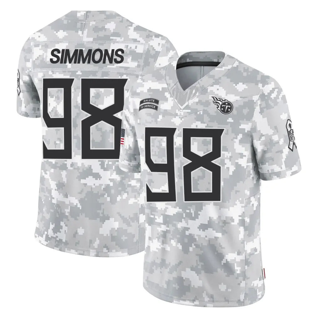 T.Titans #98 Jeffery Simmons Player Arctic Camo Limited Salute to Service Home Game Gdoa Stitched Jerseys