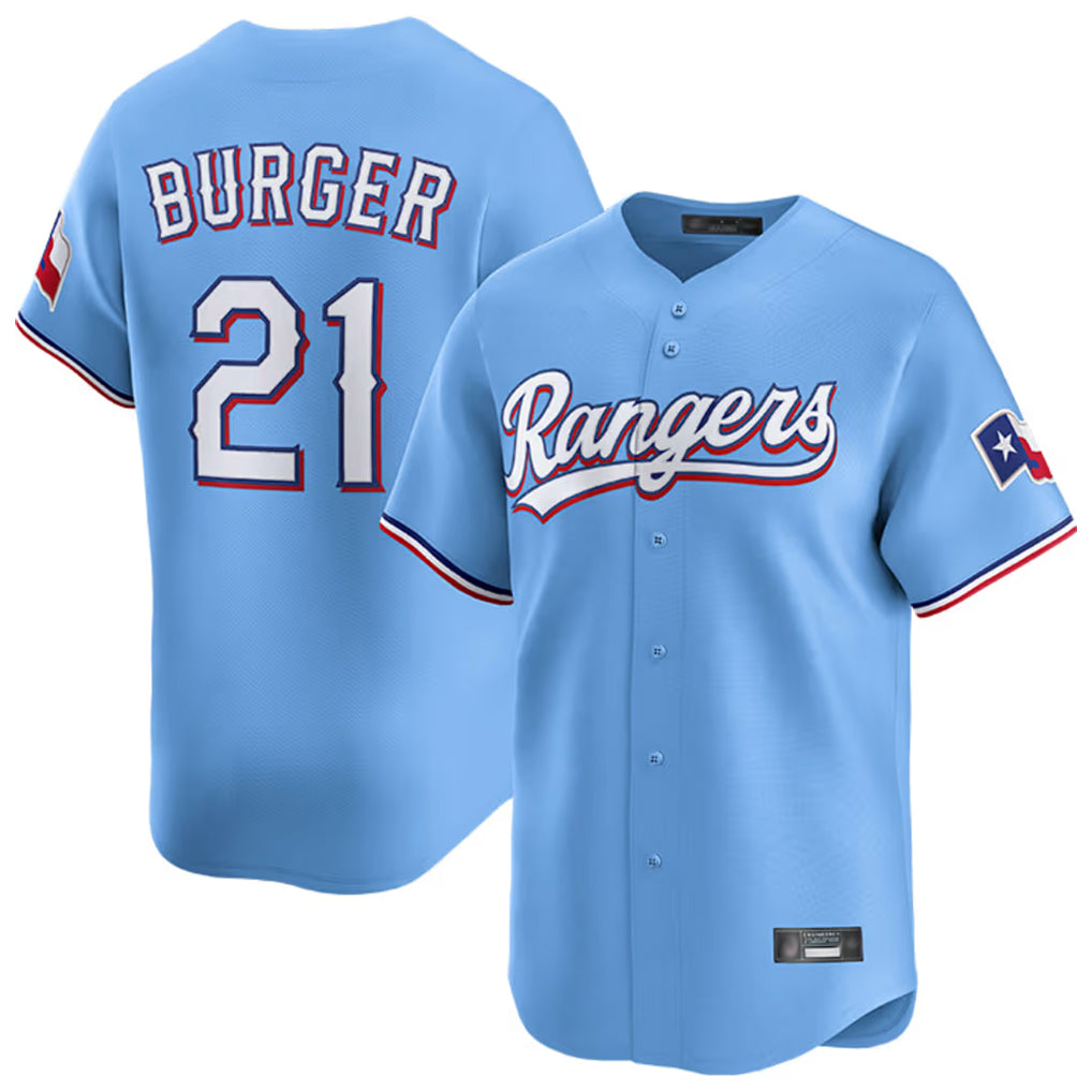 T.Rangers #21 Jake Burger Player Light Blue Home Limited Fdoa Stitched Jerseys
