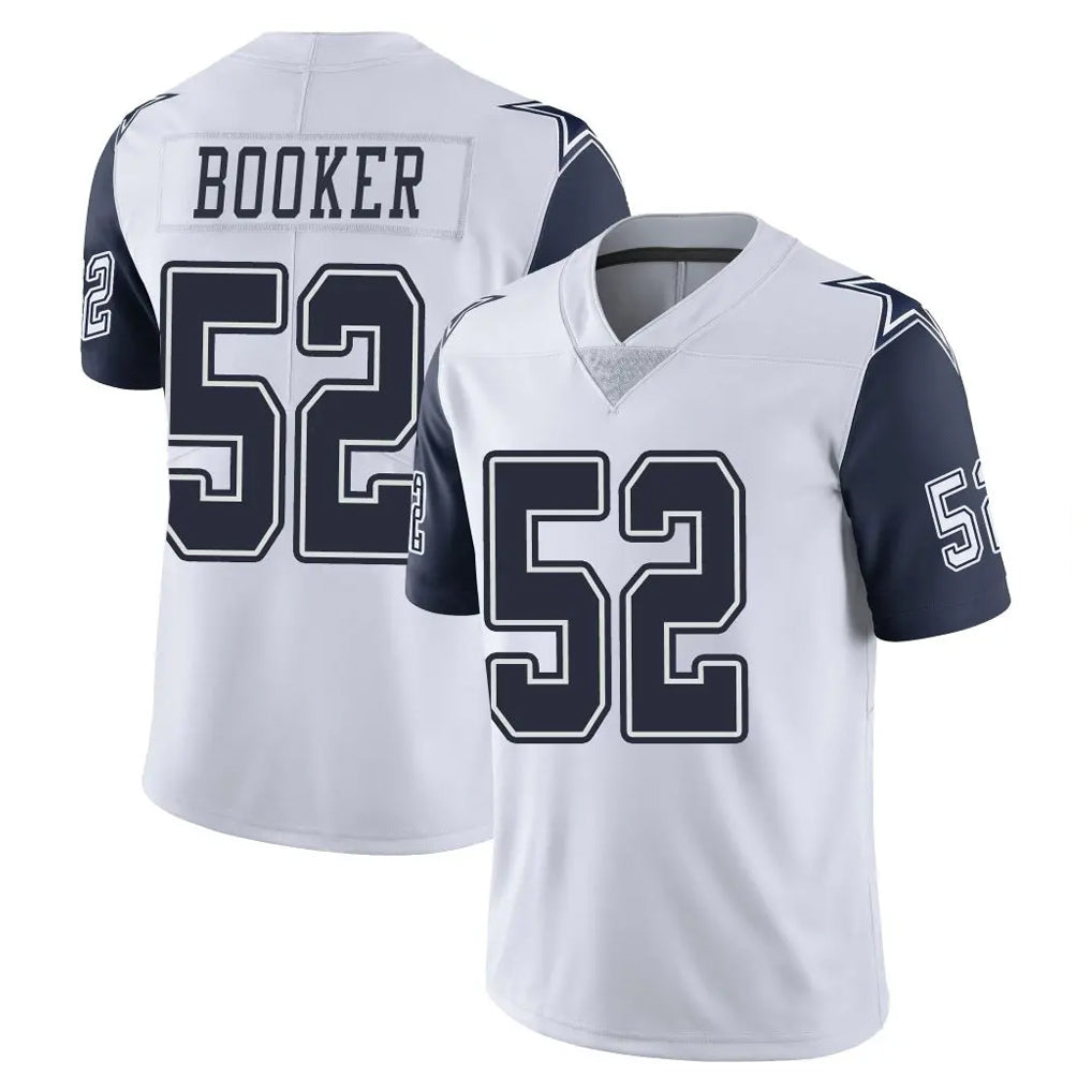 D.Cowboys #52 Tyler Booker Player White-Navy Limited Color Rush Vapor Untouchable Home Game Gdoa Stitched Jerseys