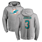 M.Dolphins #3 Chris Johnson Player Gray LOGO Pullover Hoodies Limited Gdoa Stitched Jerseys