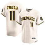 M.Brewers #11 Jackson Chourio Player Cream Home Limited Game Fdoa Stitched Jerseys