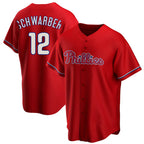 P.Phillies #12 Kyle Schwarber Player Red Home Game Fdoa Stitched Jerseys