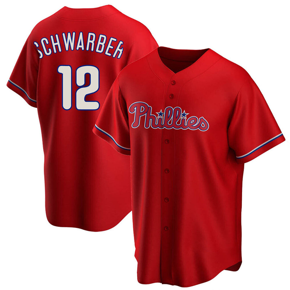 P.Phillies #12 Kyle Schwarber Player Red Home Game Fdoa Stitched Jerseys