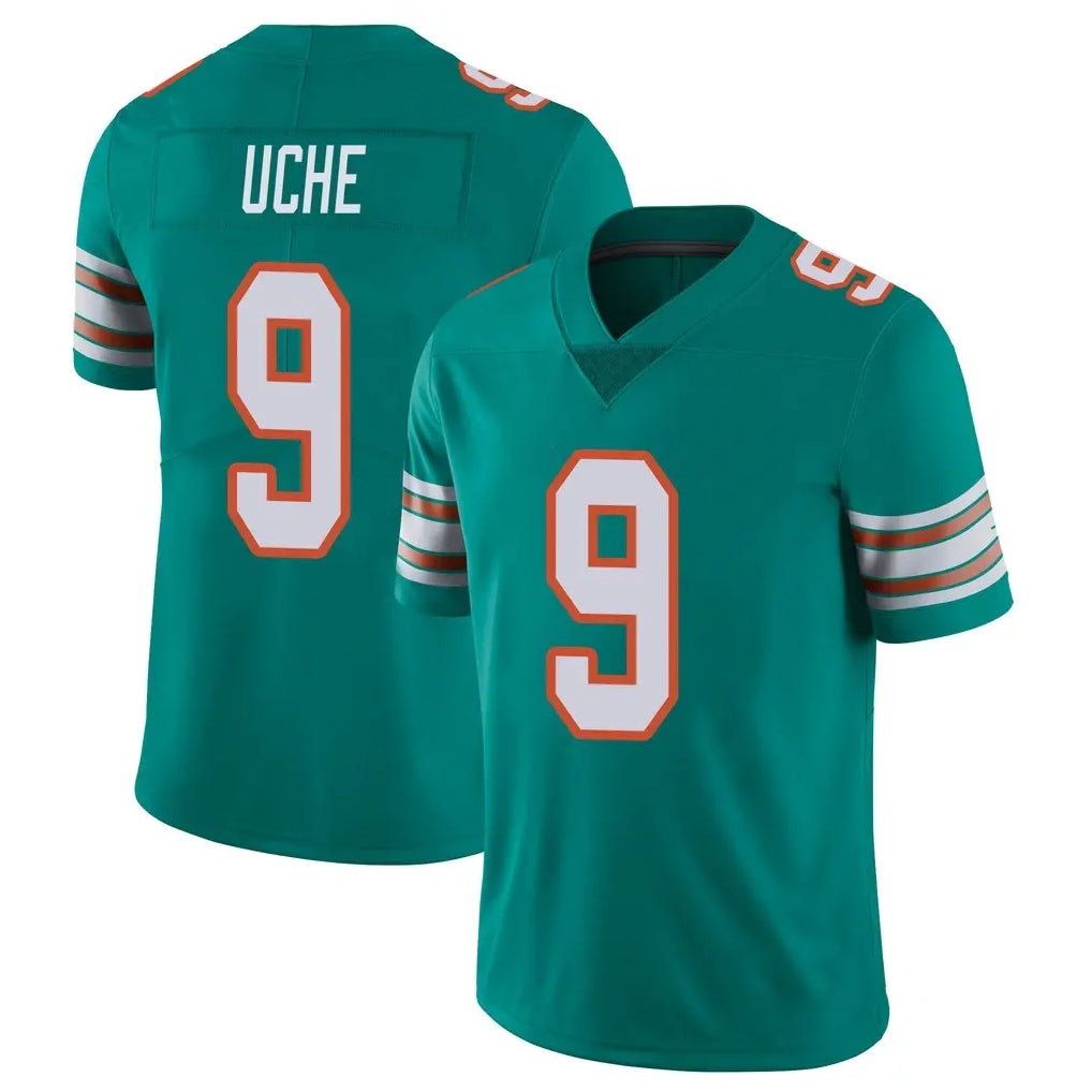 M.Dolphins #9 Joshua Uche Player Aqua Limited Alternate Vapor Untouchable Home Game Gdoa Stitched Jerseys