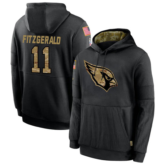 A.Cardinals #11 Larry Fitzgerald Player Black Salute to Service Hoodies Football Jerseys