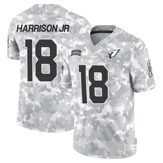 A.Cardinals #18 Marvin Harrison Jr. Player Camo Salute to Service Limited Stitched Football Jerseys