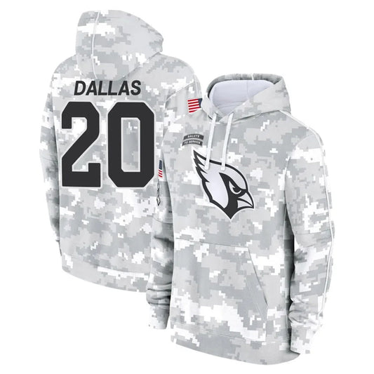 A.Cardinals #20 DeeJay Dallas Player Camo Salute to Service Hoodies Football Jerseys