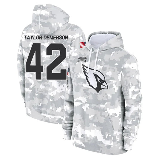 A.Cardinals #42 Dadrion Taylor-Demerson Player Camo Salute to Service Hoodies Football Jerseys