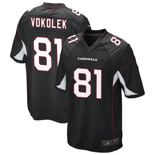 A.Cardinals #81 Travis Vokolek Player Black Game Football Jerseys