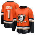 Gdoa A.Ducks #1 Lukas Dostal Orange Home Breakaway Jerseys