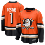 Gdoa A.Ducks #1 Lukas Dostal Orange Home Breakaway Jerseys