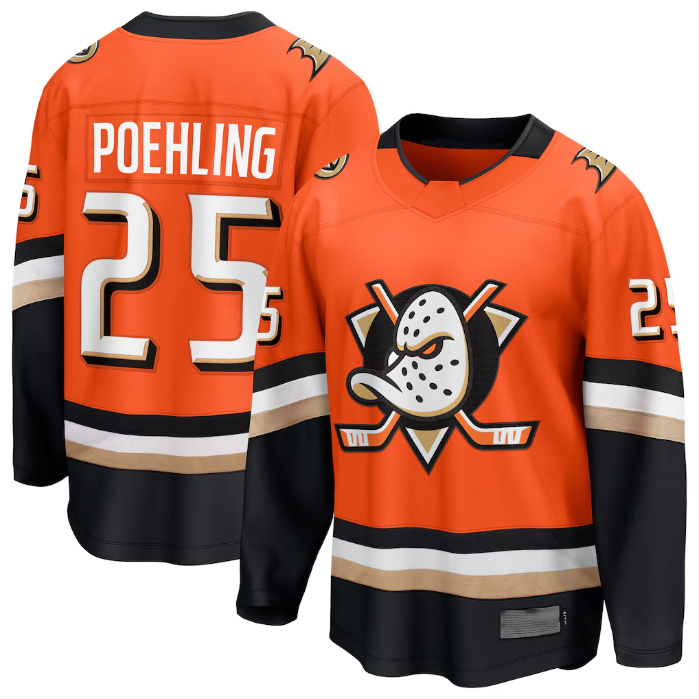 Gdoa A.Ducks #25 Ryan Poehling Orange Home Breakaway Jerseys
