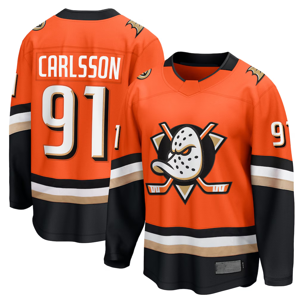 Gdoa A.Ducks #91 Leo Carlsson Orange Home Breakaway Jerseys