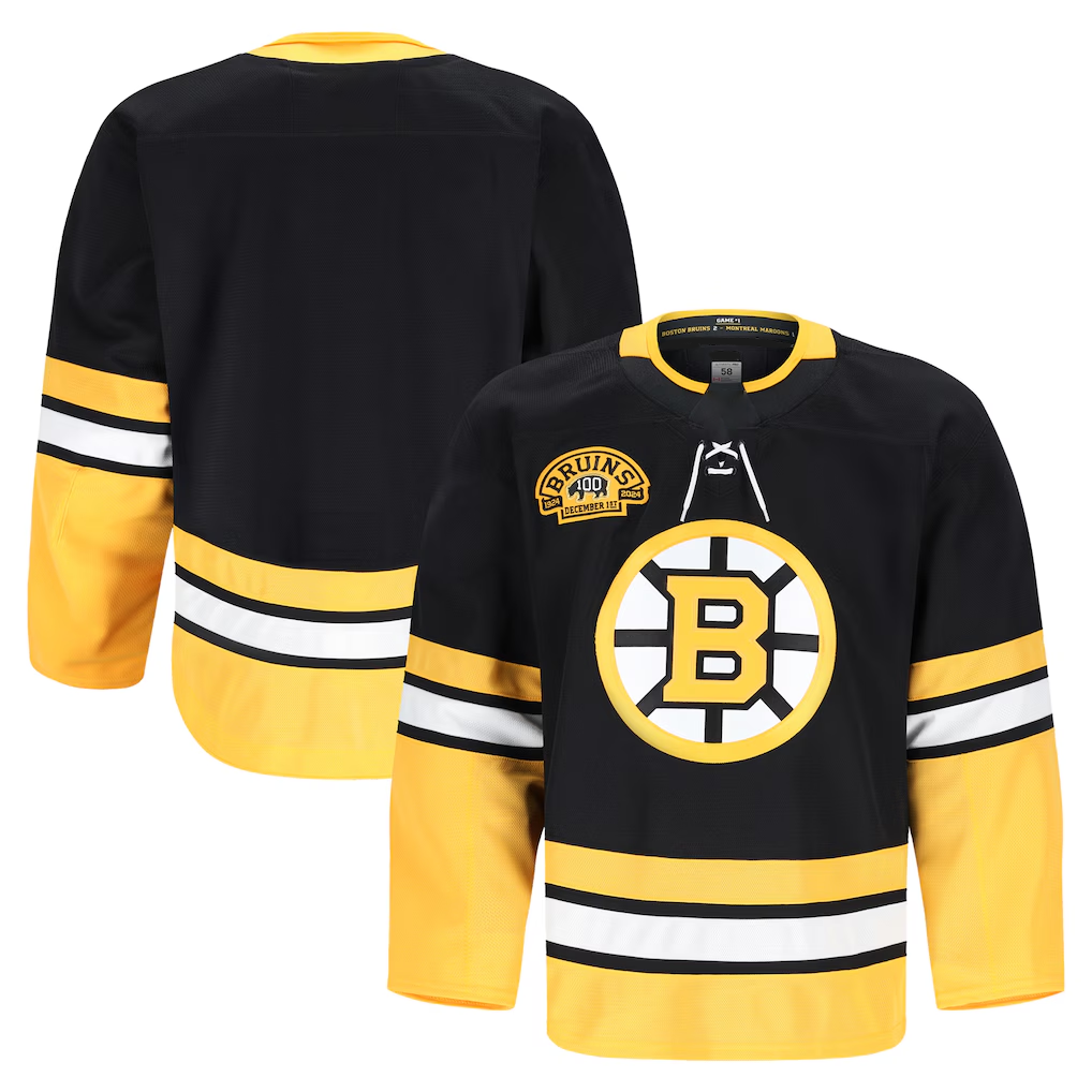Gdoa B.Bruins Black 100th Anniversary Authentic Pro Stitched Jerseys