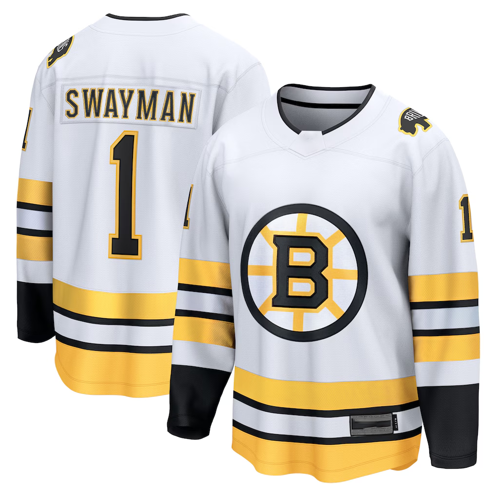 Gdoa B.Bruins #1 Jeremy Swayman White Away Breakaway Player Stitched Jerseys