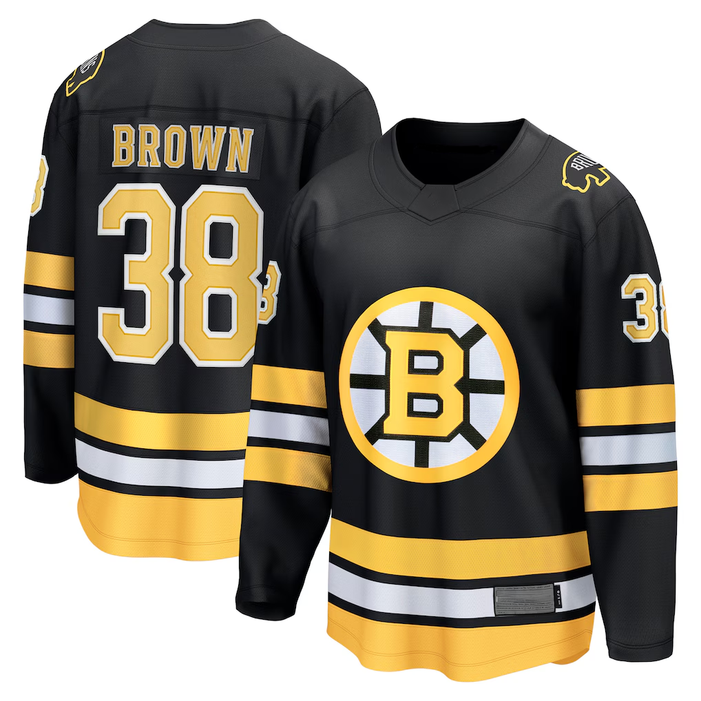 Gdoa B.Bruins #38 Patrick Brown Black Home Breakaway Player Stitched Jerseys