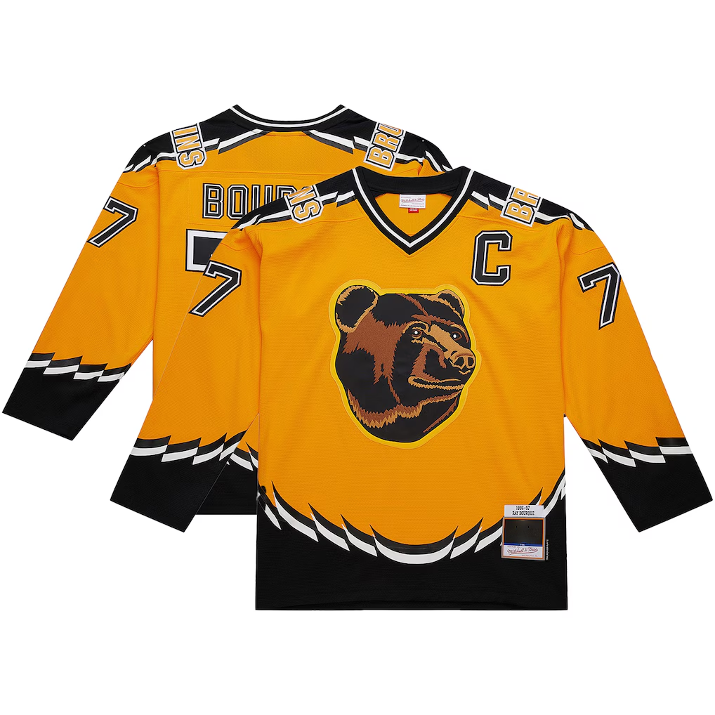 Gdoa B.Bruins #77 Ray Bourque Mitchell & Ness Gold Big & Tall 1996-97 Blue Line 2.0 Stitched Jerseys