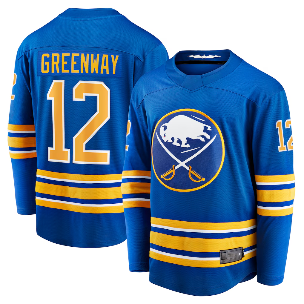 Gdoa B.Sabres #12 Jordan Greenway Royal Home Breakaway Stitched Jerseys