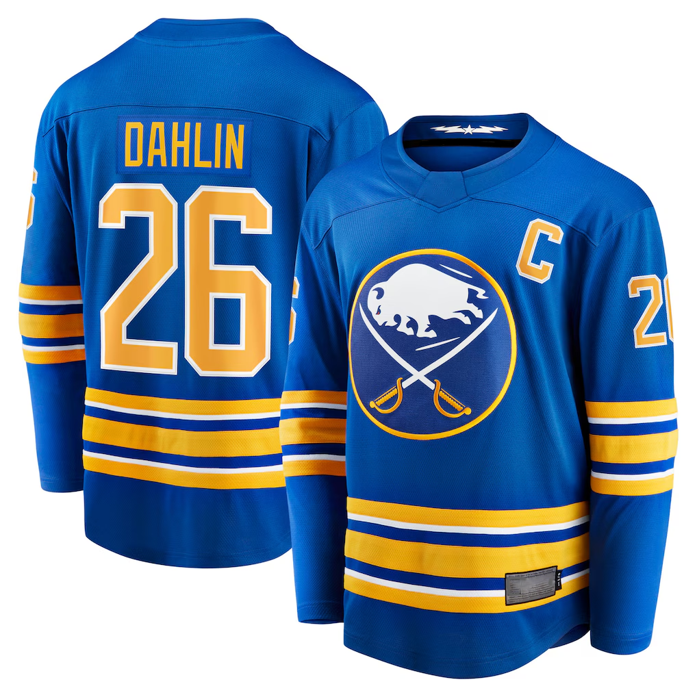 Gdoa B.Sabres #26 Rasmus Dahlin Royal Home Captain Patch Breakaway Stitched Jerseys
