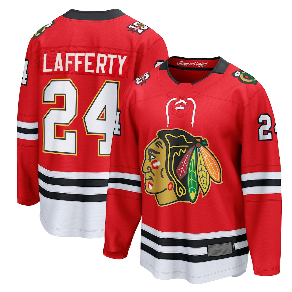 Gdoa C.Blackhawks #24 Sam Lafferty Red Centennial Breakaway Player Jerseys
