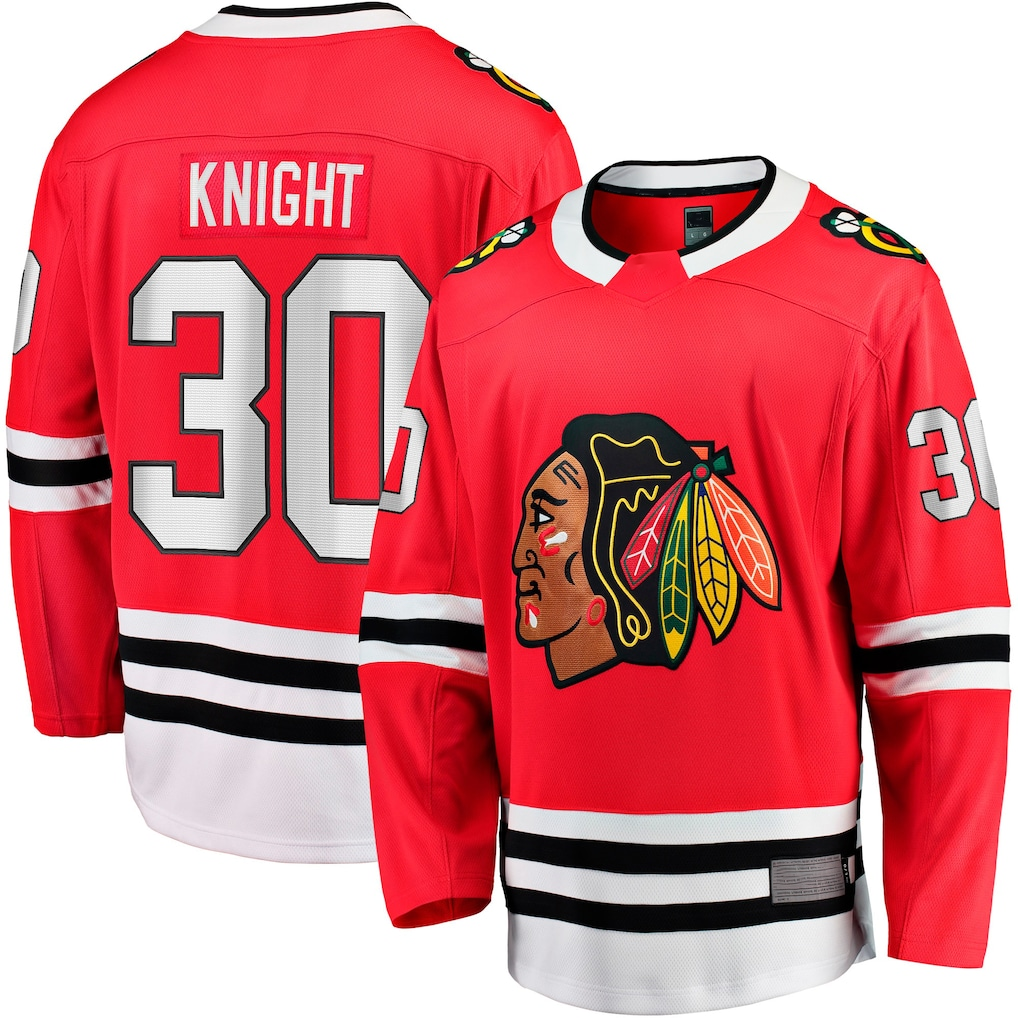Gdoa C.Blackhawks #30 Spencer Knight Red Home Breakaway Jerseys