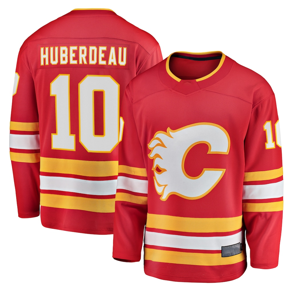 Gdoa C.Flames #10 Jonathan Huberdeau Red Home Premium Jerseys
