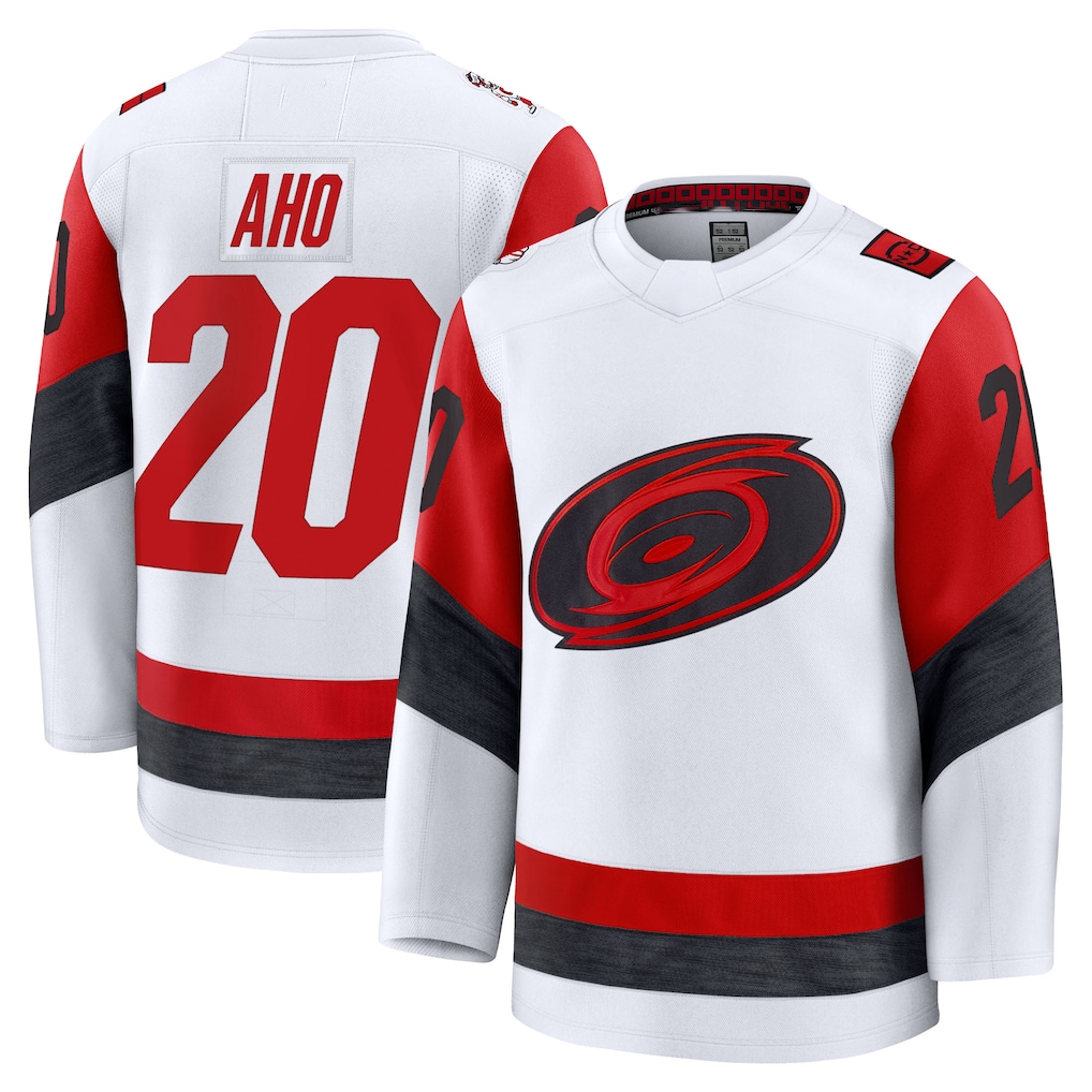 Gdoa C.Hurricanes #20 Sebastian Aho White Away Premium Stitched Jerseys