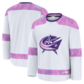Gdoa CB.Jackets White 2024 Hockey Fights Cancer Practice Jersey