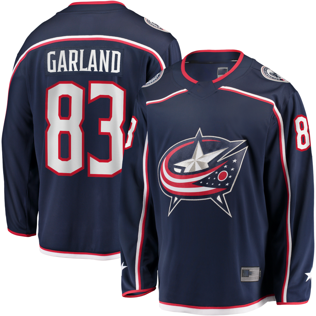 Gdoa CB.Jackets #83 Conor Garland Navy Home Breakaway Jersey