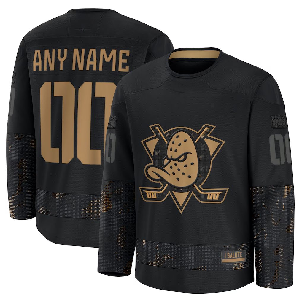 Gdoa Custom A.Ducks Black 2024 Military Appreciation Practice Jerseys