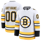 Gdoa Custom B.Bruins White Away Premium Stitched Jerseys