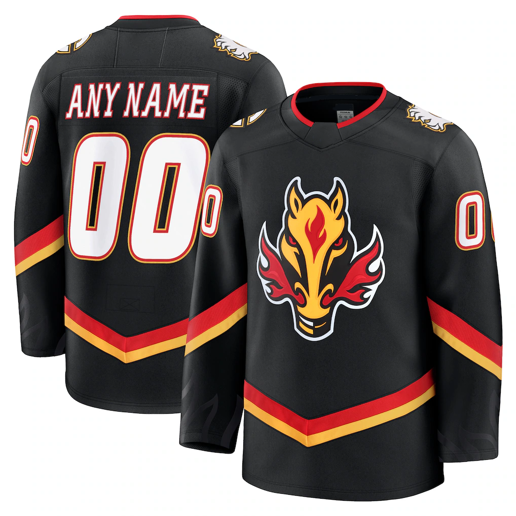 Gdoa Custom C.Flames Black Alternate Premium Jerseys