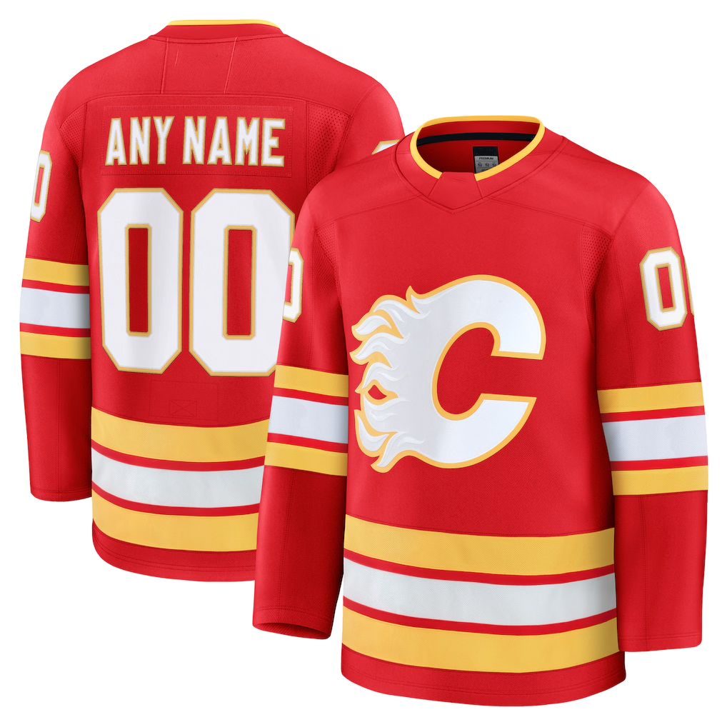 Gdoa Custom C.Flames Red Home Premium Jerseys