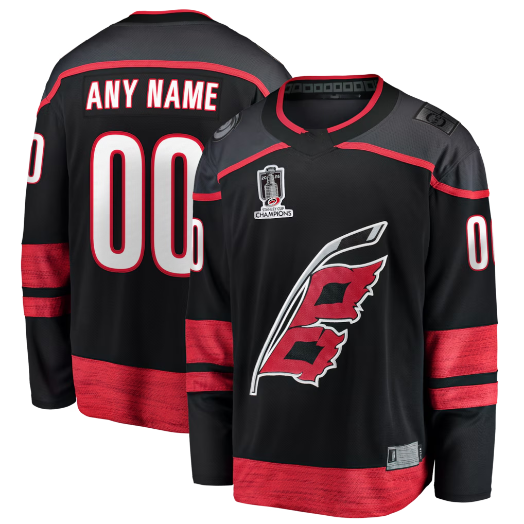 Gdoa Custom C.Hurricanes Black 2026 Stanley Cup Champions Home Breakaway Custom Stitched Jerseys