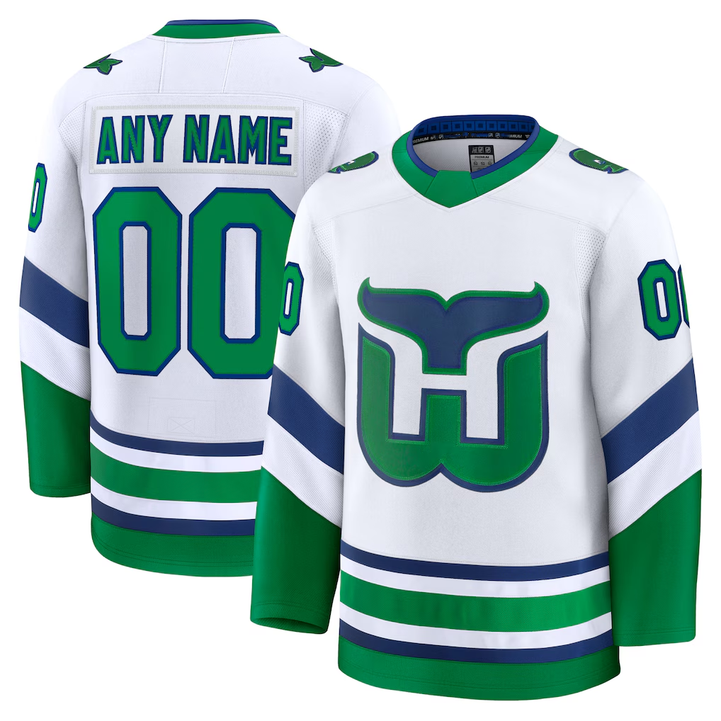 Gdoa Custom C.Hurricanes White Throwback Premium Stitched Jerseys