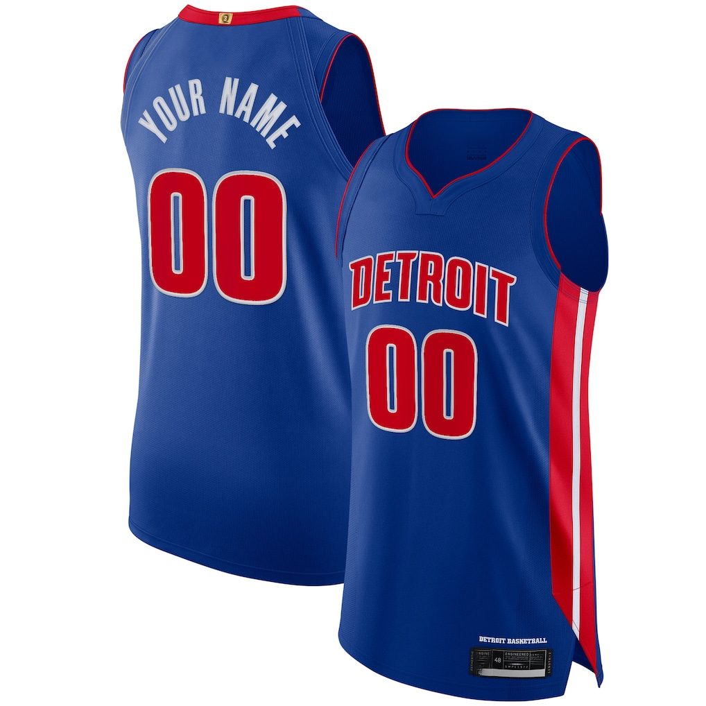 Edoa Custom D.Pistons Blue Authentic Jerseys - Icon Edition
