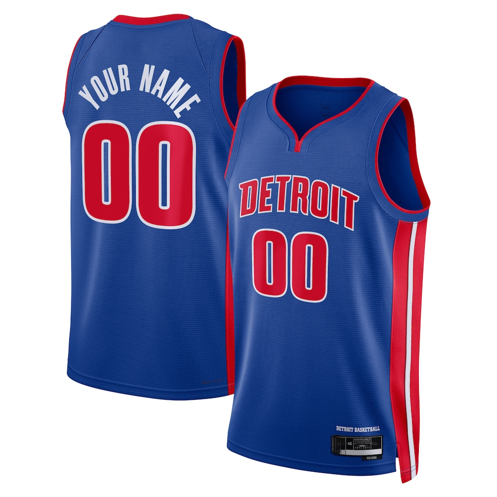 Edoa Custom D.Pistons Blue Swingman Jerseys - Icon Edition