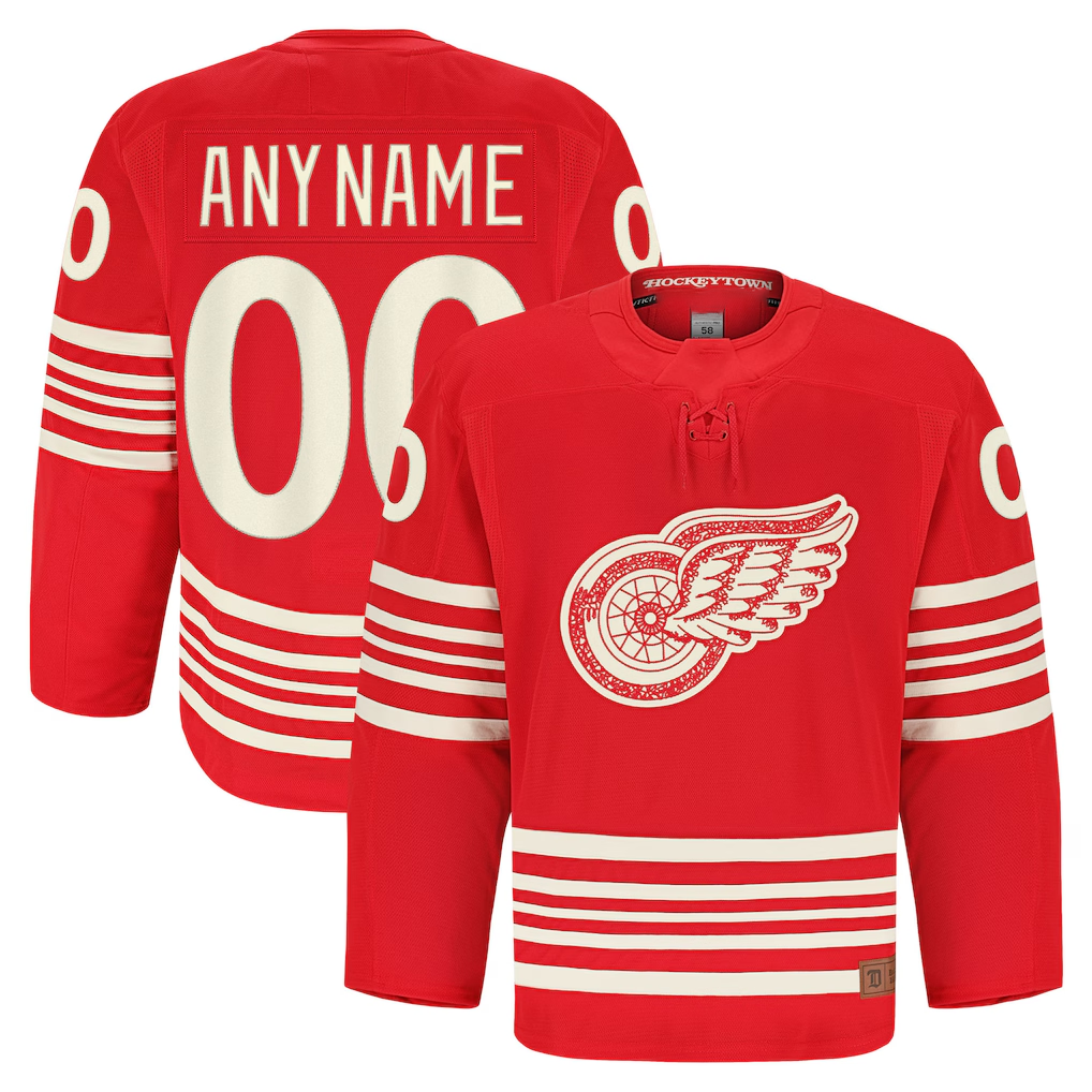 Gdoa Custom D.Red wings Red Anniversary Authentic Pro Jerseys
