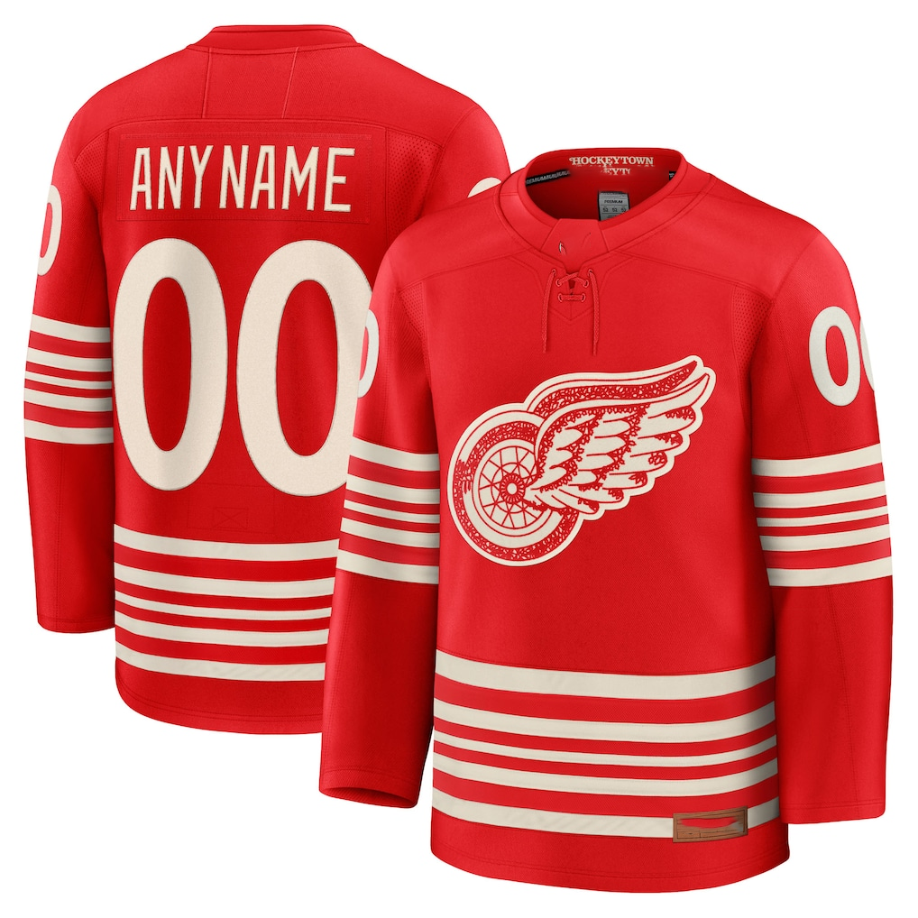 Gdoa Custom D.Red wings Red Centennial Premium Jerseys