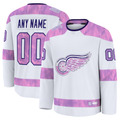 Gdoa Custom D.Red wings White 2024 Hockey Fights Cancer Practice Jerseys