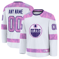 Gdoa Custom E.Oilers White 2024 Hockey Fights Cancer Practice Jerseys